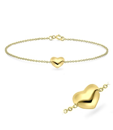 Gold Plated Big Heart Silver Bracelets BRS-90-GP